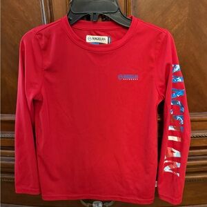 BOYS Magellan Fish Gear Long Sleeve Shirt - Moisture Wickering - Small (8) - RED